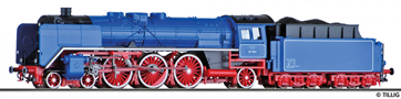 [Lokomotivy] → [Parn] → [BR 01] → 502098: parn lokomotiva tmav modr s ervenm pojezdem a s kouovmi plechy „Kolonnenlok“