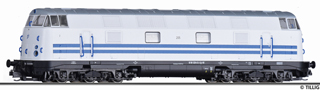 [Lokomotivy] → [Motorov] → [V 180 (BR 118)] → 04650 E: dieselov lokomotiva bl s modrmi prouky, ern rm a pojezd