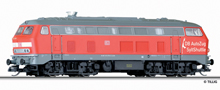 [Lokomotivy] → [Motorov] → [BR 218] → 02714 E: dieselo lokomotiva erven s edou stechou „Sylt-Shuttle“