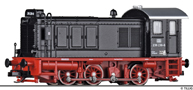 [Lokomotivy] → [Motorov] → [V 36] → 04646: dieselov lokomotiva ern s edou stechou, erven rm a pojezd