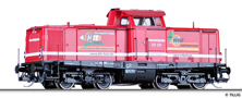 [Lokomotivy] → [Motorov] → [V 100] → 501463 E: dieselov lokomotiva erven s krmovm proukem, ern rm a pojezd
