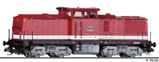 [Lokomotivy] → [Motorov] → [V 100] → 04596: dieselov lokomotiva erven s krmovm pruhem, ern rm a ed pojezd