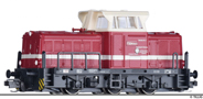[Lokomotivy] → [Motorov] → [T334] → 502119: dieselov lokomotiva erven s krmovm pruhem a budkou