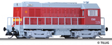 [Lokomotivy] → [Motorov] → [BR 107] → 04624: dieselov lokomotiva erven s edou stechou, rmem a pojezdem
