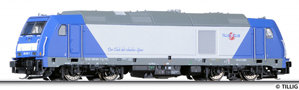 [Lokomotivy] → [Motorov] → [BR 246] → 501198: dieselov lokomotiva modr-stbrn s ernm pojezdem „Tillig-TT-Club“