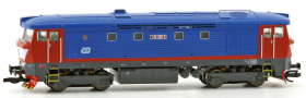 [Lokomotivy] → [Motorov] → [T478.1 „Bardotka”] → CD-749-265: dieselov lokomotiva erven-modr, tmav ed rm a pojezd