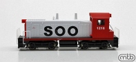 [Lokomotivy] → [Motorov] → [SW 1200] → SW-1200-SOO: dieselov lokomotiva erven-bl s ernm pojezdem