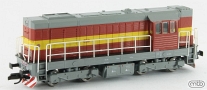 [Lokomotivy] → [Motorov] → [T466.2/T448.0] → TT743-005: dieselov lokomotiva erven se lutm vstranm pruhem