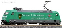[Lokomotivy] → [Elektrick] → [BR 101] → 02307: elektrick lokomotiva zelen s reklamnm potiskem „Sachsen/Tllig“