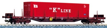 [Nkladn vozy] → [Nzkostnn] → [4-os ploinov Rgs] → 15501: nkladn ploinov vz ervenohnd s kontejnerem 40′ „K-LINE“