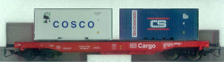 [Nkladn vozy] → [Nzkostnn] → [4-os Huckepack] → 01331: erven ″DB Cargo″ se dvma kontejnery
