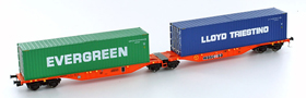 [Nkladn vozy] → [Nzkostnn] → [6-os Kombiwaggon] → H70502: modr s nkladem dvou kontejner 40′ „Evergreen Loyd“