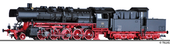 [Lokomotivy] → [Parní] → [BR 50] → 02099: parní lokomotiva černá s červeným pojezdem a s kouřovými plechy, kabinový tendr