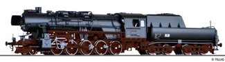 [Lokomotivy] → [Parní] → [BR 52] → 501570: parní lokomotiva černá s kouřovými plechy, červenohnědý pojezd