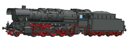 [Lokomotivy] → [Parní] → [BR 44] → 36082: parní lokomotiva černá s červeným pojezdem a kouřovými plechy