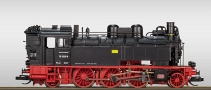 [Lokomotivy] → [Parní] → [BR 75] → 1010608: parní muzeální lokomotiva černá s červeným rámem a pojezdem