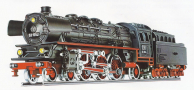 [Lokomotivy] → [Parní] → [BR 03] → 6181: parní lokomotiva černá s červeným pojezdem a s kouřovými plechy
