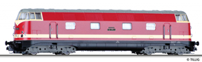 [Lokomotivy] → [Motorové] → [V 180 (BR 118)] → 501571: dieselová lokomotiva červená s krémovým pruhem, muzeální TEV
