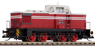[Lokomotivy] → [Motorové] → [V 60] → 47367: dieselová lokomotiva červená-bílá s dvojitým pruhem a s černým rámem, červená kola