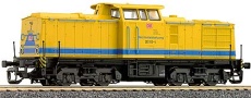 [Lokomotivy] → [Motorové] → [V 100] → 02592: žlutá s modrým pruhem a černým pojezdem ″DB Bahnbau″
