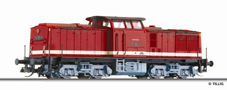 [Lokomotivy] → [Motorové] → [V 100] → 501230: červená s krémovým pruhem, černý rám a šedé podvozky