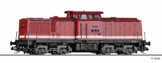 [Lokomotivy] → [Motorové] → [V 100] → 04597: dieselová lokomotiva červená s krémovým proužkem, černý rám a pojezd