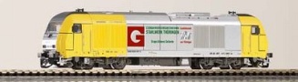 [Lokomotivy] → [Motorové] → [ER 20 Herkules] → 47587: dieselová lokomotiva  žlutá-stříbrná s reklamou „Stahl aus Thuringen“