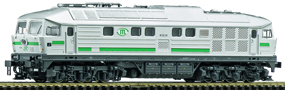 [Lokomotivy] → [Motorové] → [BR 132] → 36224: stříbrný se zeleným pruhem W 232-09 (ex BR 232)