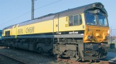 [Lokomotivy] → [Motorové] → [JT42CWR (Class 66)] → 40235: dieselová lokomotiva žlutá-černá s černým pojezdem
