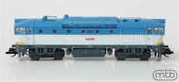 [Lokomotivy] → [Motorové] → [T478.3 „Brejlovec”] → TT750-094: dieselová lokomotiva bílá-světle modrá s výstražným pruhem, šedý rám a pojezd