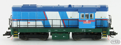 [Lokomotivy] → [Motorové] → [T466.2/T448.0] → CD 743 002: dieselová lokomotiva v barevné kombinaci modrá-bílá „Elektronik“
