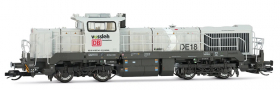 [Lokomotivy] → [Motorové] → [Vossloh DE 18] → HN9058S: dieselová lokomotiva světle šedá, tmavě šedý rám a pojezd