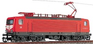 [Lokomotivy] → [Elektrické] → [BR 143] → 02350: elektrická lokomotiva červená s hnědým rámem a podvozky