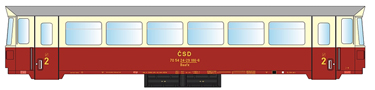 [Lokomotivy] → [Motorové vozy a jednotky] → [M152 (810)] → 33775: přípojný vůz červený-slonová kost s šedou střechou