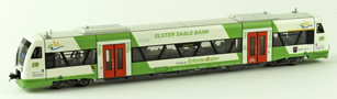 [Lokomotivy] → [Motorové vozy a jednotky] → [RS1 Regio Shuttle] → 33522: motorový vůz v barevném schematu „Elster-Saale-Bahn“ a se znakem města Zeitz