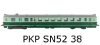 [Lokomotivy] → [Motorov vozy a jednotky] → [SN61] → PKP-SN52-38: motorov vz zelen-tyrkysov s edou stechou, vstran pruh na elech