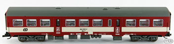 [Lokomotivy] → [Motorové vozy a jednotky] → [M273.2 (842)] → ČD 043: vložený/přívěsný vůz červený-slonová kost s šedou střechou