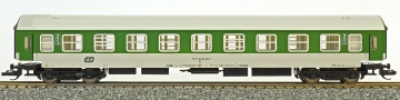[Osobní vozy] → [Rychlíkové] → [typ Y] → 500642: rychlíkový vůz zelený-bílý se světle šedou střechou 2. tř.