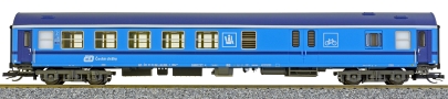 [Osobní vozy] → [Rychlíkové] → [typ Y] → 501251: rychlíkový vůz modrý-bílý v barevném chematu „Najbrt“ 2. tř. se služebním oddílem