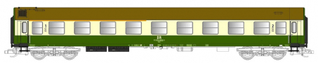 [Osobní vozy] → [Rychlíkové] → [typ Y] → 502249: rychlíkový vůz zelený-slonová kost s rezavou střechou 1./2. tř.