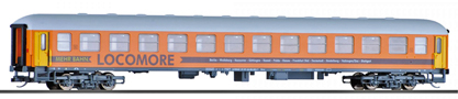 [Osobní vozy] → [Rychlíkové] → [typ m] → 01779 E: rychlíkový vůz oranžový s šedou střechou „LOCOMORE“ 2. tř.