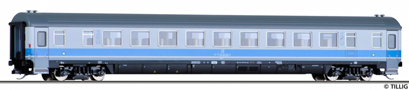 [Osobní vozy] → [Rychlíkové] → [typ Eurofima] → 16509: svěrlešedý s modrým pásem a šedou střechou 2. tř.