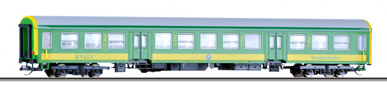 [Osobní vozy] → [Rychlíkové] → [typ Halberstadt] → 01688: zelený se žlutým pruhem, šedá střecha 2. tř.