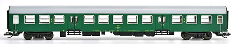 [Osobní vozy] → [Rychlíkové] → [typ Halberstadt] → 501953: osobní vůz zelený s šedou střechou 2. tř.
