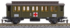 [Osobní vozy] → [Spěšné a osobní] → [2-osé pruské] → 01453: lazaretní vůz tmavě zelený s hnědou střechou „Chefarztwagen“