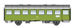 [Osobní vozy] → [Spěšné a osobní] → [2-osé a 3-osé rekonstruované] → 37702: osobní rekonstruovaný vůz zelený s šedou střechou