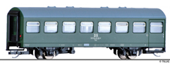 [Osobní vozy] → [Spěšné a osobní] → [2-osé a 3-osé rekonstruované] → 13232: osobní vůz zelený s šedou střechou 2. tř.