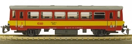 [Osobní vozy] → [Spěšné a osobní] → [2-osé Btax (010)] → 922.02: červený se žlutým výstražným pruhem a šedou střechou BDtax