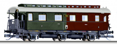 [Osobní vozy] → [Spěšné a osobní] → [3-osé pruské] → 01726: osobní vůz zelený-červený se světle šedou střechou 2./3. tř.