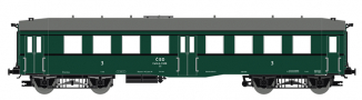 [Osobní vozy] → [Spěšné a osobní] → [4-osé „Altenberg“] → 120055: osobní vůz zelený s šedou střechou 3. tř.